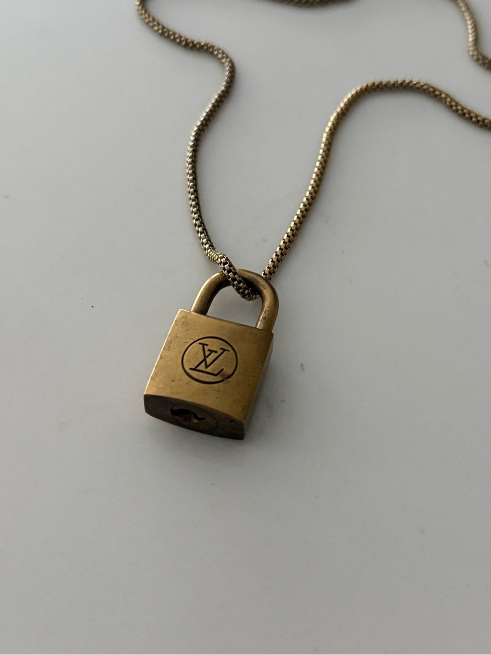 Louis Vuitton Gold Padlock Pendant Necklace - Gold